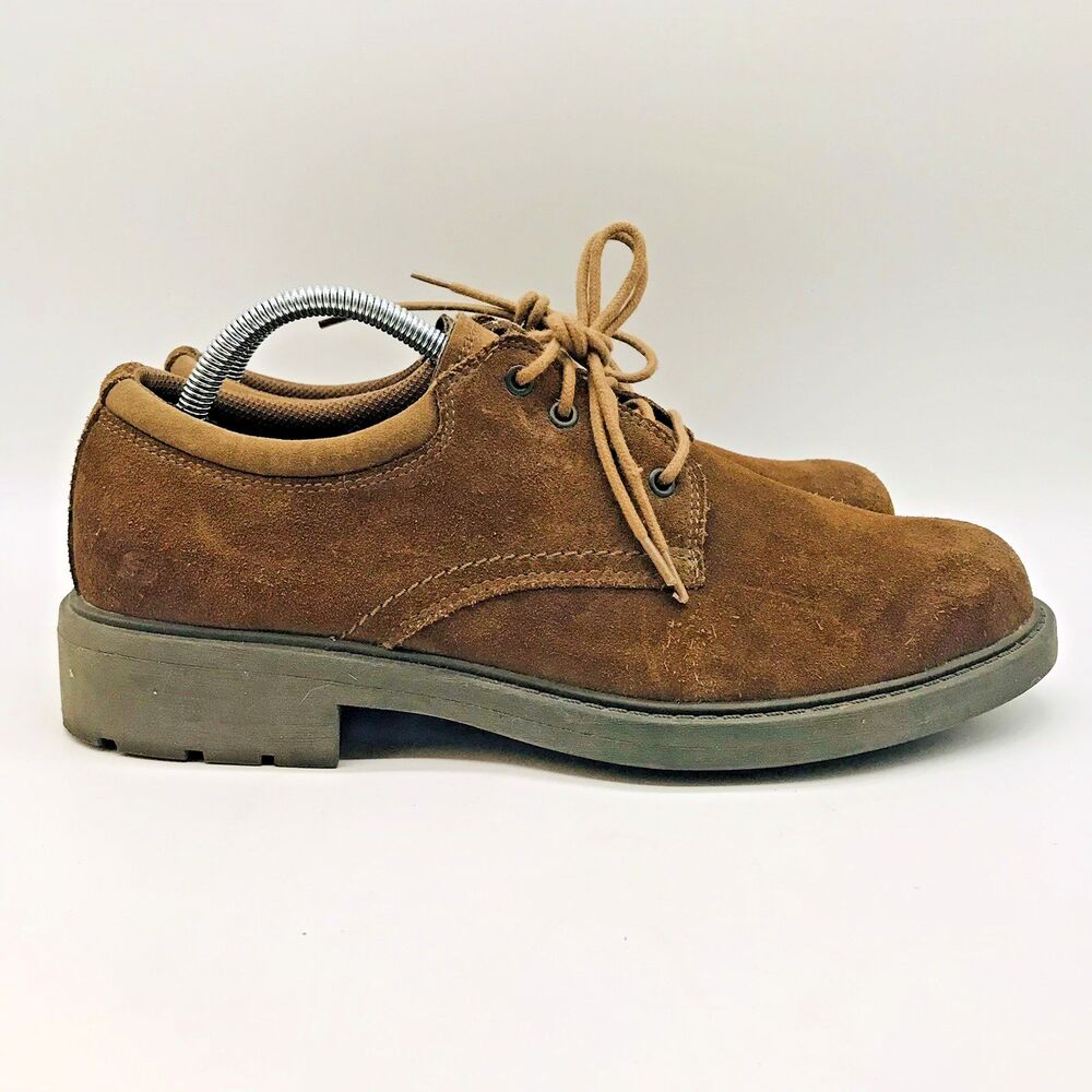 Y2K Skechers Chunky Men's 10 Brown Suede Leather Shoes 62338 Slip Resist Lace Up